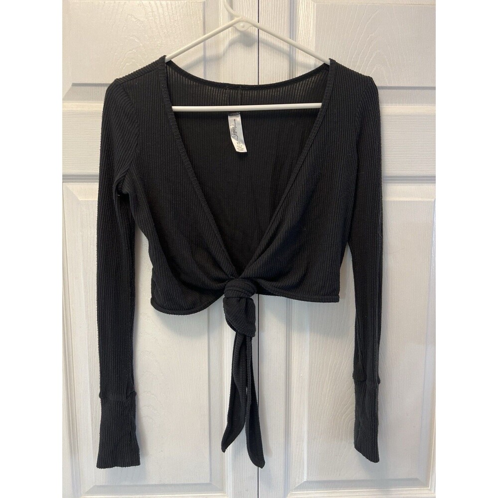 Spiritual Gangster Harmony Rib Wrap Sweater Size Xs Black Long Sleeve - Picture 4 of 10